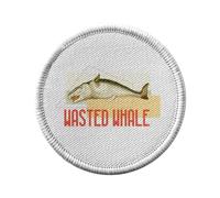 Ecusson Thermocollant Vetement Rond 7cm - Wasted Whale Biology Ancient Illustration - Patch a Repasser pour Reparation ou Customisation T-shirt Sac Jeans Imprime en France