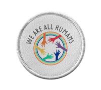 Ecusson Thermocollant Vetement Rond 7cm - We Are All Humans LGBTQ+ Gay Lesbien Egalité - Patch a Repasser pour Reparation ou Customisation T-shirt Sac Jeans Imprime en France