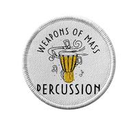 Ecusson Thermocollant Vetement Rond 7cm - Weapons of Mass Percussion Musique Musicien Djembe - Patch a Repasser pour Reparation ou Customisation T-shirt Sac Jeans Imprime en France