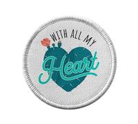 Ecusson Thermocollant Vetement Rond 7cm - With All My Heart Plants Cactus Desert - Patch a Repasser pour Reparation ou Customisation T-shirt Sac Jeans Imprime en France