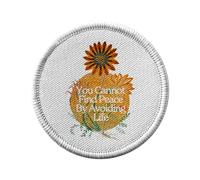 Ecusson Thermocollant Vetement Rond 7cm - You Cannot Find Peace by Avoiding Life Botanique Collage Nature Fleurs Vintage Illustration Retro - Patch a Repasser pour Reparation ou Customisation T-shirt