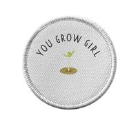 Ecusson Thermocollant Vetement Rond 7cm - You Grow Girl Plants Pot Gardening Sprouting - Patch a Repasser pour Reparation ou Customisation T-shirt Sac Jeans Imprime en France