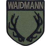 Écusson WAIDMANN - Motif forêt - Pour chasseur, forêt - Cadeau pour chasseur, forêt - À faire soi-même - Pour chapeau, veste en cuir, veste, jean - 65 x 80 mm