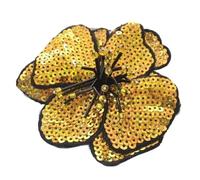 Écussons Brode Grandes paillettes brodées à la main, 2 pièces, fleurs brillantes, vêtements mode, accessoires de couture sur Patch(Golden)