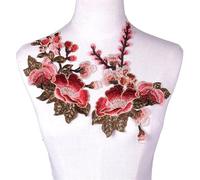 Écussons Brode Patch de fleur Rose brodé 2 pièce/ensemble, artisanat bricolage for jean, chapeau, sac, vêtements, accessoires, Badges(48-sew)