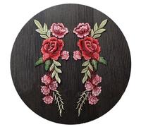 Écussons Brode Patch de fleur Rose brodé 2 pièce/ensemble, artisanat bricolage for jean, chapeau, sac, vêtements, accessoires, Badges(1-sew)