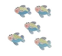 éCussons BrodéS Lot De 5 Ou 13 Patchs Brodés Thermocollants Représentant Des Animaux Du Monde Sous-marin, Des Étoiles De Mer(5PCS-Fish-Blue)