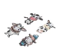 Écussons Brodés Vache 4 Pièces en Tissu, Appliques Décoratives