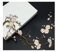 Écussons de fleurs brodés 1 pièce de fleur prunier Applique vêtements broderie patch tissu autocollant fer sur artisanat couture réparation brodé(Color 10)