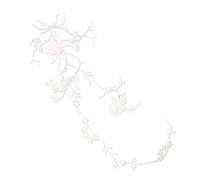 Écussons de fleurs brodés Patch thermocollant motif fleur de pensée, 51 x 17 cm, à broder ou repasser, for vêtements et robes(WHITE)