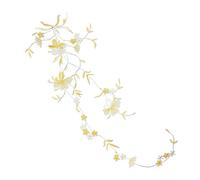 Écussons de fleurs brodés Patch thermocollant motif fleur de pensée, 51 x 17 cm, à broder ou repasser, for vêtements et robes(White Gold)