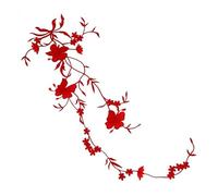 Écussons de fleurs brodés Patch thermocollant motif fleur de pensée, 51 x 17 cm, à broder ou repasser, for vêtements et robes(Red)