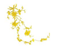Écussons de fleurs brodés Patch thermocollant motif fleur de pensée, 51 x 17 cm, à broder ou repasser, for vêtements et robes(Gold)