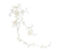 Écussons de fleurs brodés Patch thermocollant motif fleur de pensée, 51 x 17 cm, à broder ou repasser, for vêtements et robes(Silver)