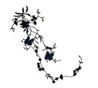 Écussons de fleurs brodés Patch thermocollant motif fleur de pensée, 51 x 17 cm, à broder ou repasser, for vêtements et robes(Black)