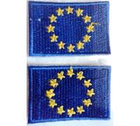 Ecussons drapeau europe kit de 2 petites 3 x 4,5 cm Ecusson brode Patch thermocollant pour vetements jeans patch ecussons thermocollants
