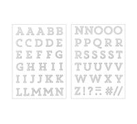 Ecussons thermocollants Alphabet gris argenté pailleté - 2,5 cm de hauteur - 65 pcs