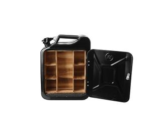 ECUTEE Bidon de 20 l - Casier à essence - Casier à vin mobile - Verrouillable - Minibar - Avec porte-bouteille - Cadeau pour papa - 34 x 16 x 46 cm