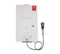 ECUTEE Chauffe eau gaz LPG 18L 36 kW Propane Chauffe eau gas instantané Tankless Chaudiere avec pommeau de douche galvanisé et flexible de douche - Pour camping, en plein air et douche RV Blanc