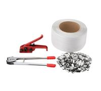ECUTEE Kit de cerclage manuel - Appareil de cerclage pour palette - Ruban de cerclage - Kit de machine avec tendeur 18 mm - 800 m - Bandes d'emballage, appareil de regroupement, pinces de fermeture en