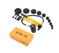 ECUTEE Kit de perforatrices hydrauliques 15T Knockout - 10 matrices de découpe - 16, 20, 26,2, 32,6, 39, 51, 63, 76, 89, 101 mm - Pompe hydraulique