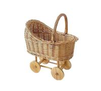 ECVGHD Panier à bonbons avec poignée tissée à la main en forme de poussette Panier à fleurs avec roulettes