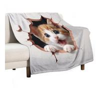 ECWECC Couverture Canapé 80x100cm Chat 3D Plaid Canape Animal Chaton Motif Blanket Douce Fluffy SnMocheté Couverture De Voyage pour Enfant Adolescents Noël/Action De Grâce Graduation