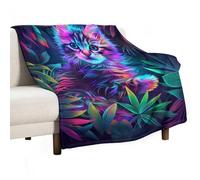 ECWECC Couverture Canapé Chaton Plaid Polaire Animal Chat Couverture en Flanelle Molletonnée Fluffy SnMocheté pour Enfants Adultes Voyage/Simple pour Femmes Filles Noël/Action De Grâces 50"x60"inch