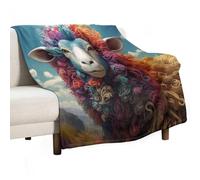 ECWECC Couverture Chaude Mouton Plaid Polaire Enfant Agneau Motif Animal en Microfibre Moelleuse pour Filles Enfants Adultes Canapé Voyage Extérieur Envoyer À La Famille 130x150cm