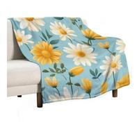 ECWECC Daisy Plaid Fleurs Couverture Canapé Literie en Flanelle Douce Et Chaude pour Chambre À Coucher Salon Canapé Bureau Noël/Action De Grâce Graduation 130x150cm