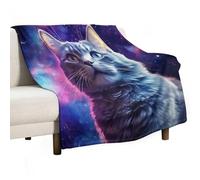 ECWECC Le Chat Galactique Couette Enfant Le Chaton Plaid Canape Lit Plaid Jeté Confortable pour Filles Enfants Adultes Canapé Voyage Extérieur Anniversaires Saint-Valentin 130x150cm
