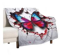 ECWECC Plaid Canape Papillons Couverture 100x130cm Polaire Enfant 3D Super Douce Et Moelleuse Couverture Et Chaude pour Enfants Adultes Voyage Grad Cadeaux