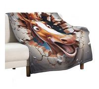 ECWECC Plaid Enfant Drôle de Cheval Blanket Tout Doux Lit Plaid Jeté Confortable Couverture Animaux 3D De Voyage pour Enfant Adolescents Cadeaux De Noël 100x130cm