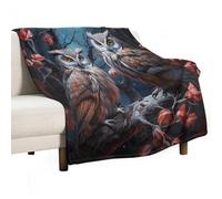 ECWECC Plaid Polaire Hibou La Chouette Plaide Thème Oiseau Couverture en Polaire Douce Fluffy SnMocheté Couverture De Voyage pour Enfant Adolescents Cadeau De Fin D'études 80x100cm