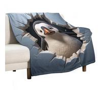 ECWECC Plaid Polaire Pingouin Plaide Thème 3D Pingouin Couverture en Polaire Douce Fluffy SnMocheté Couverture De Voyage pour Enfant Adolescents Cadeau De Fin D'études 130x180cm