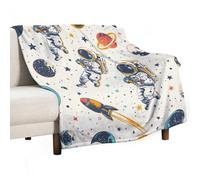 ECWECC Plaid Tout Doux Astronaute Plaid Chaud Hiver Homme de l'espace Couverture en Polaire Douce Fluffy SnMocheté pour Garçons Et Filles Couverture De Voyage pour Mon Fils 130x150cm