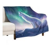 ECWECC Renard Blanc Plaid Chaud Animal Imprimé Couvertures Et Plaids Et Enfants Rester Chaud en Hiver De Canapé Convient Adultes Enfant pour Ma Fille 130x180cm