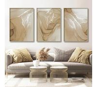 Ecyanlv Toile murale abstraite en marbre - Impressions sur toile de marbre marron et doré - Peinture sur toile pour décoration murale de salle de bain - 40,6 x 61 x 7,6 cm - Sans cadre