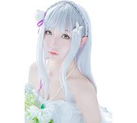 ECZha Cosplay Perruque for Re Life in a different world from zero Emilia creamy white