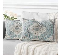 ECZOIL Lot de 2 Decorative Housse de Coussin 30x50 cm Boho Ethnique Vintage en Canapé Taie d'oreiller Douce pour Maison Salon Chambre Canape Bohème Art déco - Bleu Ciel