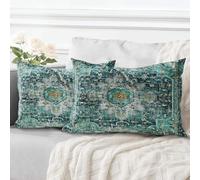 ECZOIL Lot de 2 Decorative Housse de Coussin 30x50 cm Boho Ethnique Vintage en Canapé Taie d'oreiller Douce pour Maison Salon Chambre Canape Bohème Art déco - Cyan