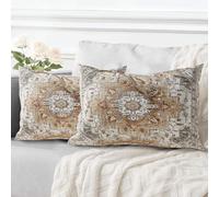 ECZOIL Lot de 2 Decorative Housse de Coussin 40x60 cm Boho Ethnique Vintage en Canapé Taie d'oreiller Douce pour Maison Salon Chambre Canape Bohème Art déco - Brun