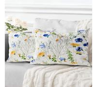 ECZOIL Lot de 2 Decorative Housse de Coussin 40x60 cm Flowers Housse de Canapé Décoratifs Motif Plante à Fleurs Sauvages Taie d'oreiller pour Chambre et Ferme Maison Salon -Marguerite Jaune