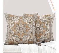 ECZOIL Lot de 2 Decorative Housse de Coussin 45x45 cm Boho Ethnique Vintage en Canapé Taie d'oreiller Douce pour Maison Salon Chambre Canape Bohème Art déco - Brun Orangé
