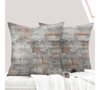 ECZOIL Lot de 2 Decorative Housse de Coussin 45x45 cm Ethnique Vintage Housse de Canapé Décoratifs Taie d'oreiller pour Maison Salon Chambre et Ferme - Gris/Brun