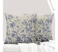 ECZOIL Lot de 2 Decorative Housse de Coussin 50x50 cm Flowers Housse de Canapé Décoratifs Motif Plante à Fleurs Sauvages Taie d'oreiller pour Maison Salon Chambre et Ferme - Croquis De Fleurs