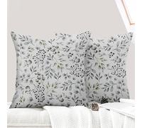 ECZOIL Lot de 2 Decorative Housse de Coussin 50x50 cm Flowers Housse de Canapé Décoratifs Motif Plante à Fleurs Sauvages Taie d'oreiller pour Maison Salon Chambre et Ferme - Fleurs Noires