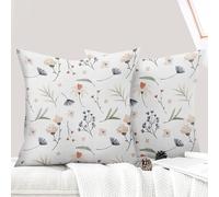 ECZOIL Lot de 2 Decorative Housse de Coussin 50x50 cm Flowers Housse de Canapé Décoratifs Motif Plante à Fleurs Sauvages Taie d'oreiller pour Maison Salon Chambre et Ferme - Fleurs Unies