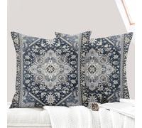 ECZOIL Lot de 2 Decorative Housse de Coussin 60x60 cm Boho Ethnique Vintage en Canapé Taie d'oreiller Douce pour Maison Salon Chambre Canape Bohème Art déco - Saphir