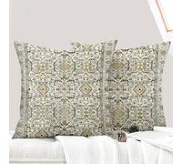 ECZOIL Lot de 2 Housse de Coussin 45x45 cm Boho Ethnique Vintage Housses Coussins Décoratifs Taie d'oreiller 18x18 inch pour Maison Salon Chambre - Gris Jaune